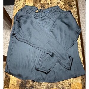 GAP Women's Tall Black Tie Neck Blouse Long Sleeve‎ Size L